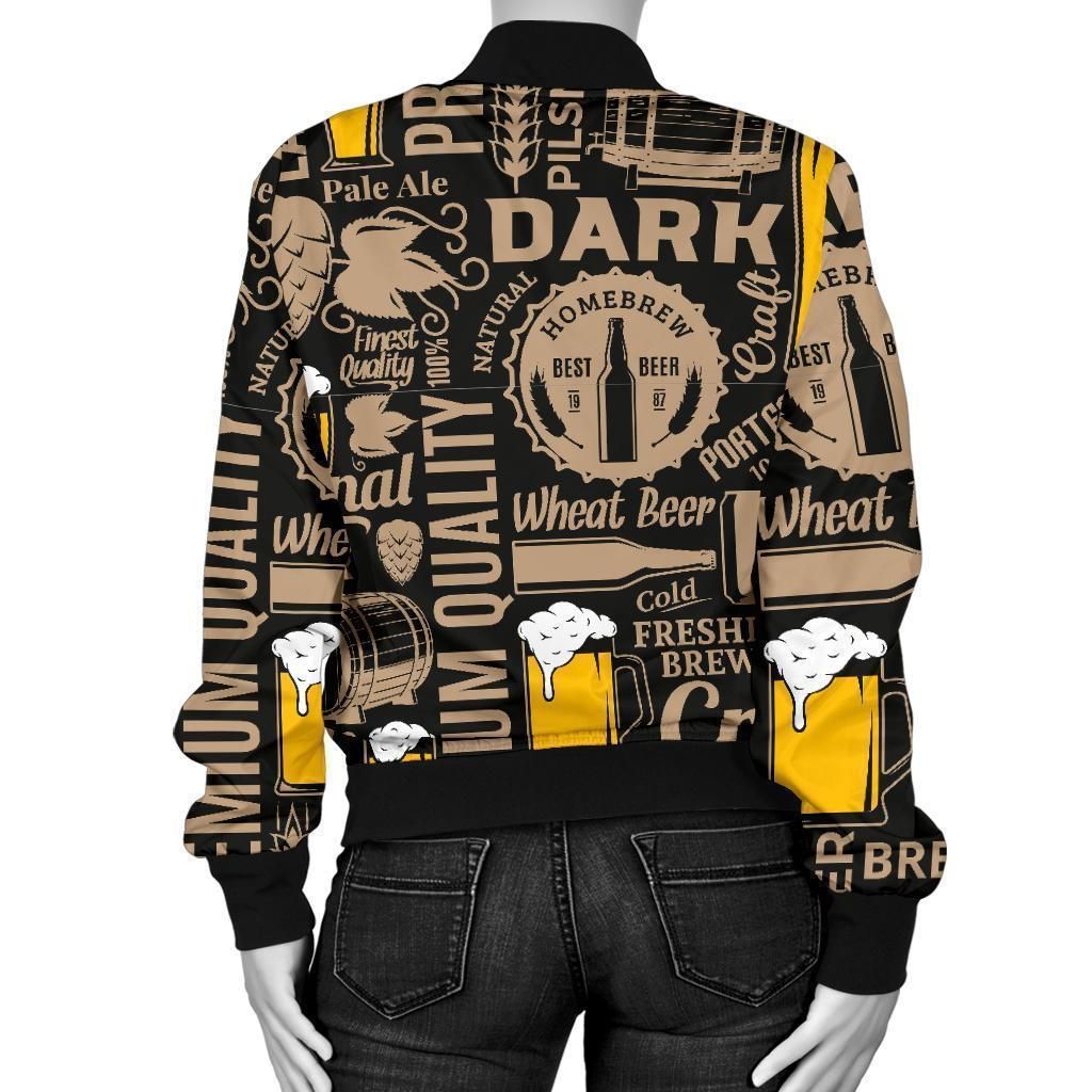 Craft-Beer-Print-Pattern-Women-Casual-Bomber-Jacket-2