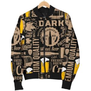 Craft Beer Print Pattern Women Casual Bomber Jacket