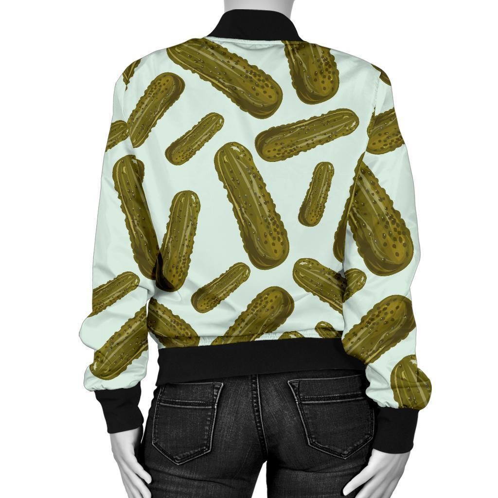 Cucumber-Pickle-Print-Pattern-Women-Casual-Bomber-Jacket-2