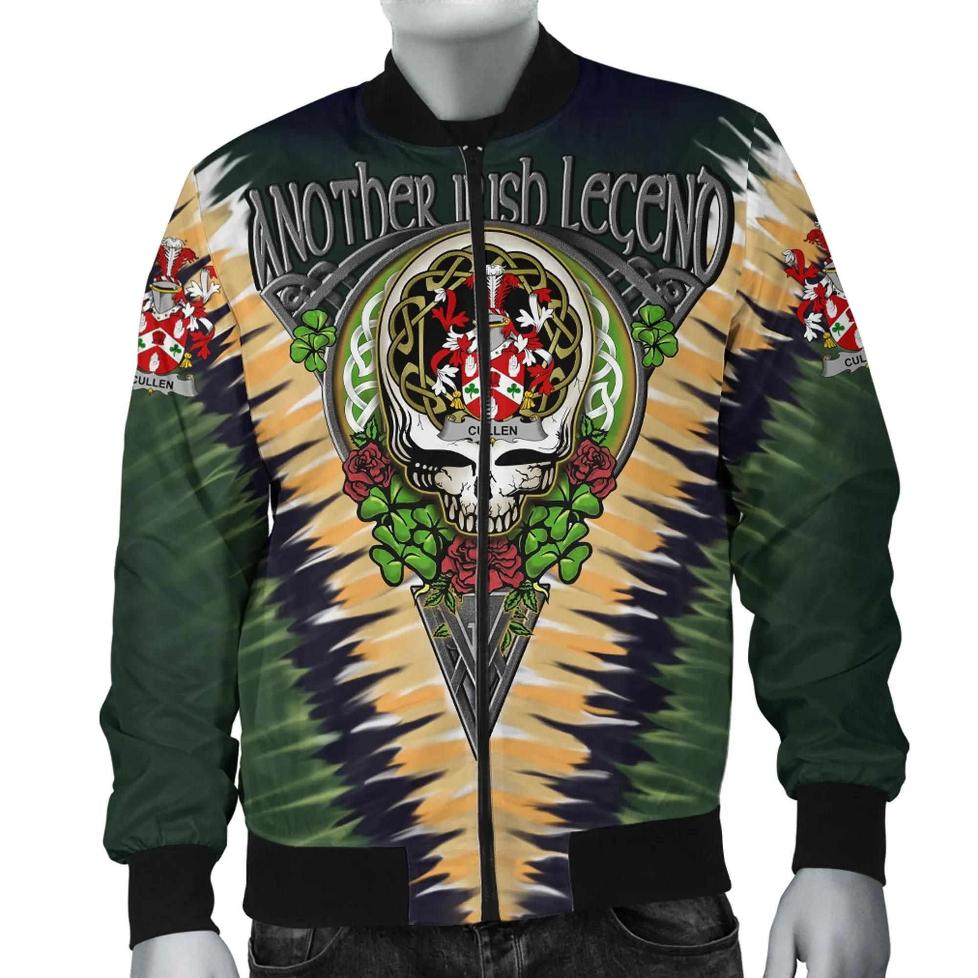 Cullen or O'Cullen Ireland Bomber Jacket - GD Irish Legend Shamrock V Tie-Dye A7 Bomber Jacket Cullen or O'Cullen Ireland Bomber Jacket - GD Irish Legend Shamrock V Tie-Dye A7 Bomber Jacket