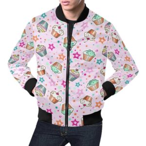 Cupcake Pattern Print Mens Bomber Jacket