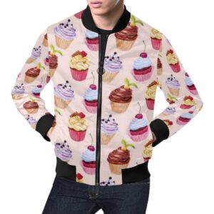 Cupcake Pink Pattern Print Mens Bomber Jacket