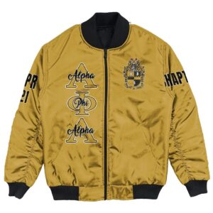 (Custom) Africa Zone Jacket - Alpha Phi Alpha (Gold) Bomber Jackets A31 Bomber Jacket