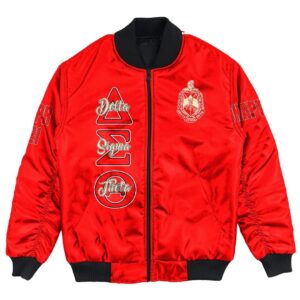 (Custom) Africa Zone Jacket - Delta Sigma Theta (Red) Bomber Jackets A31 Bomber Jacket