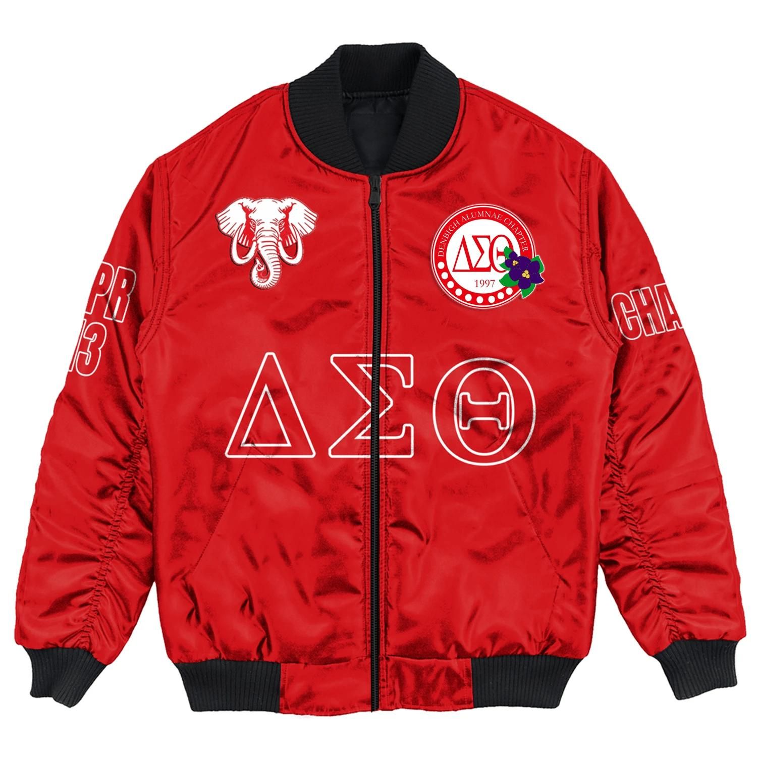 (Custom) Africa Zone Jacket - Denbigh Alumnae Chapter Bomber Jackets A31 Bomber Jacket (Custom) Africa Zone Jacket - Denbigh Alumnae Chapter Bomber Jackets A31 Bomber Jacket
