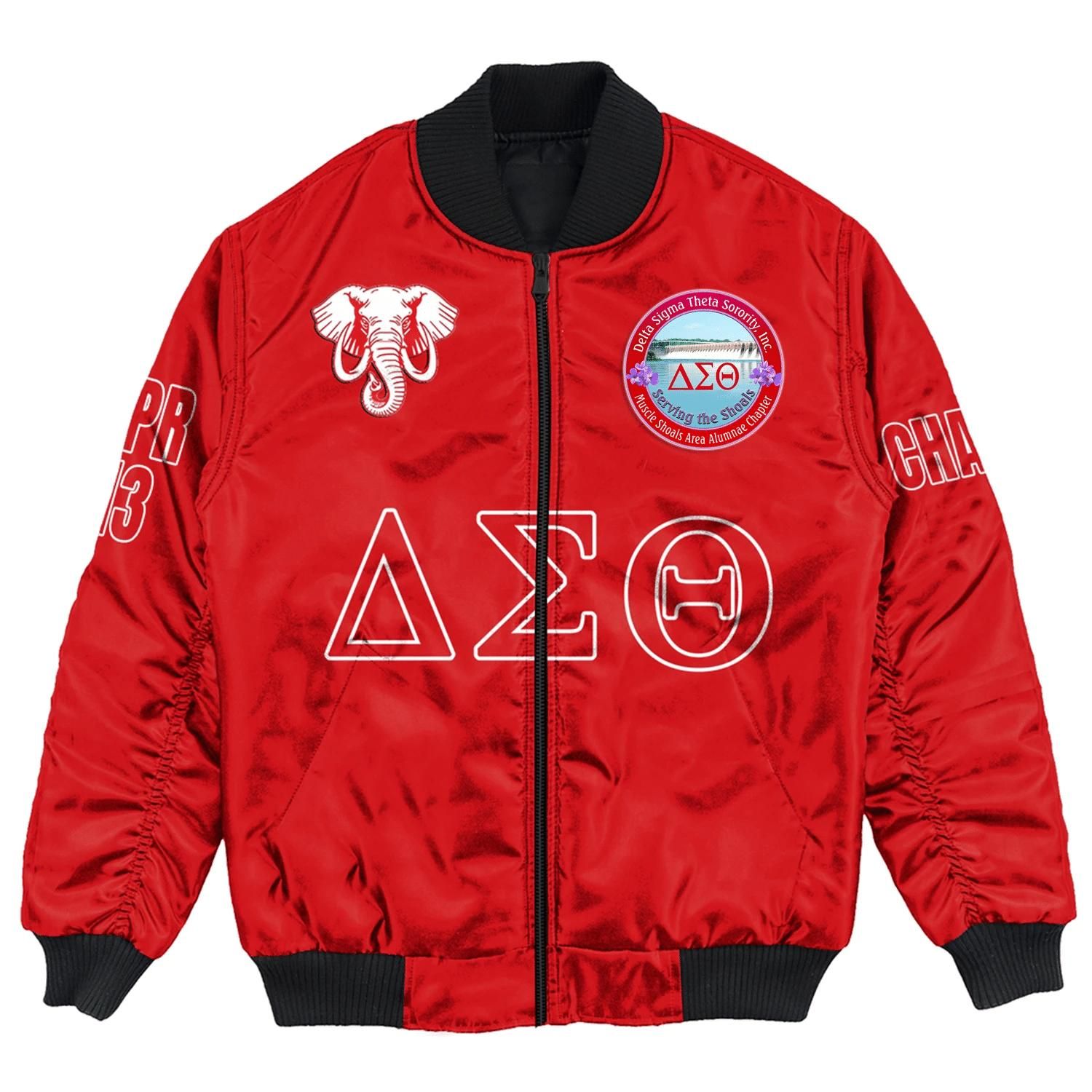 (Custom) Africa Zone Jacket - Muscle Shoals Area Alumnae Chapter Bomber Jackets A31 Bomber Jacket (Custom) Africa Zone Jacket - Muscle Shoals Area Alumnae Chapter Bomber Jackets A31 Bomber Jacket