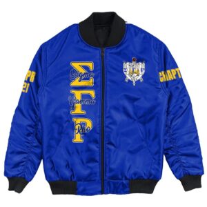 (Custom) Africa Zone Jacket - Sigma Gamma Rho (Blue) Bomber Jackets A31 Bomber Jacket