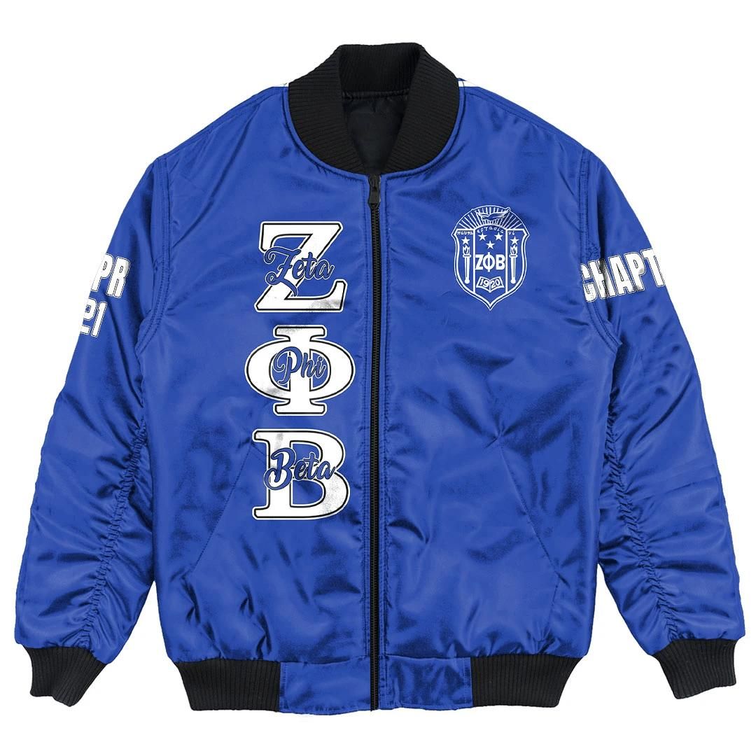 (Custom) Africa Zone Jacket - Zeta Phi Beta (Blue) Bomber Jackets A31 Bomber Jacket (Custom) Africa Zone Jacket - Zeta Phi Beta (Blue) Bomber Jackets A31 Bomber Jacket