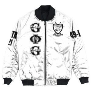 (Custom) Getteestore Jacket - Groove Phi Groove White Bomber Jackets A31 Bomber Jacket