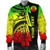 (Custom) Polynesian Guinea Men's Bomber Jacket - Moana Maui Tattoo With Coat Of Arm Guinea Reggae - BN17 Bomber Jacket