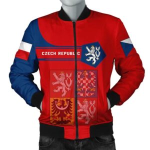 Czech Republic Coat Of Arms Men Bomber Jacket Simple Style J78 Bomber Jacket