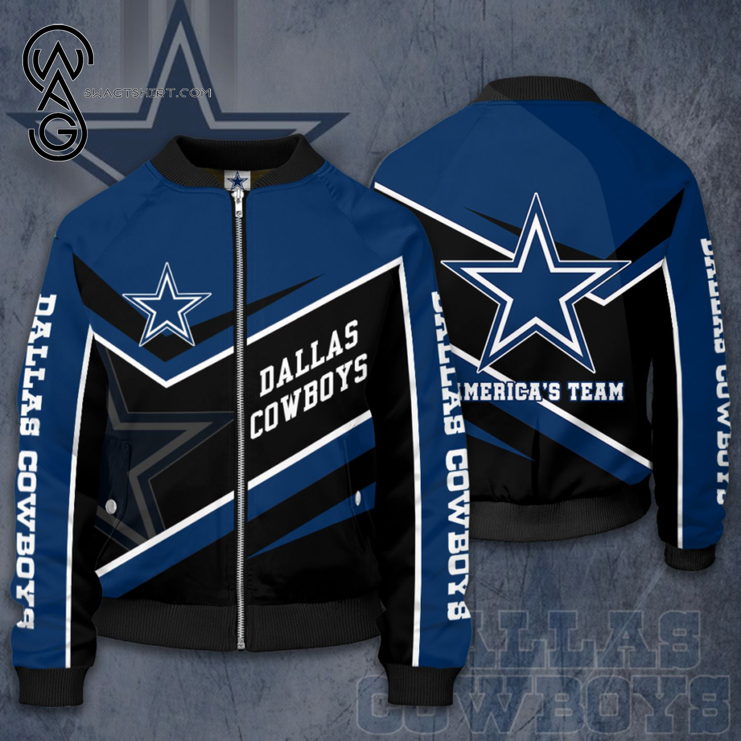 Dallas Cowboys Americas Team All Over Printed Bomber Jacket Dallas Cowboys Americas Team All Over Printed Bomber Jacket