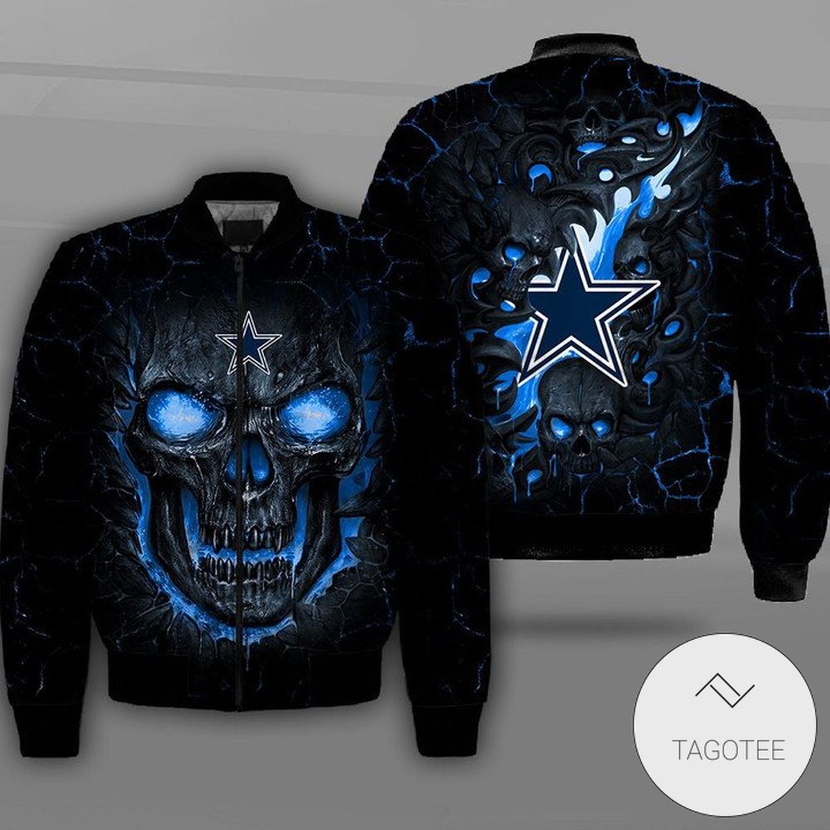 Dallas Cowboys Lava Skull Full Print Bomber Jacket Dallas Cowboys Lava Skull Full Print Bomber Jacket