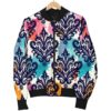 Damask Colorful Pattern Print Women Casual Bomber Jacket