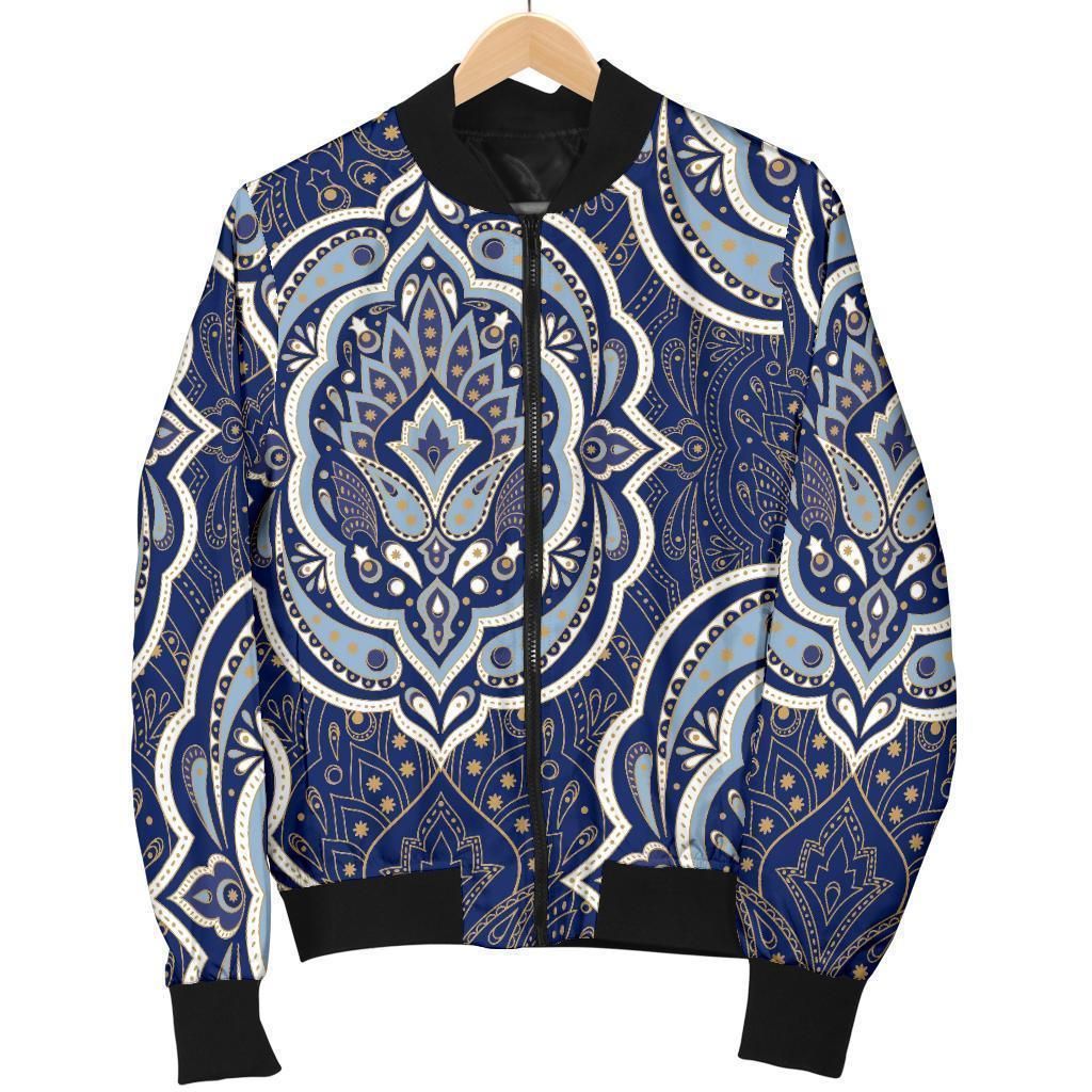 Damask Print Pattern Women Casual Bomber Jacket Damask Print Pattern Women Casual Bomber Jacket