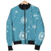 Dandelion Blue Pattern Print Women Casual Bomber Jacket