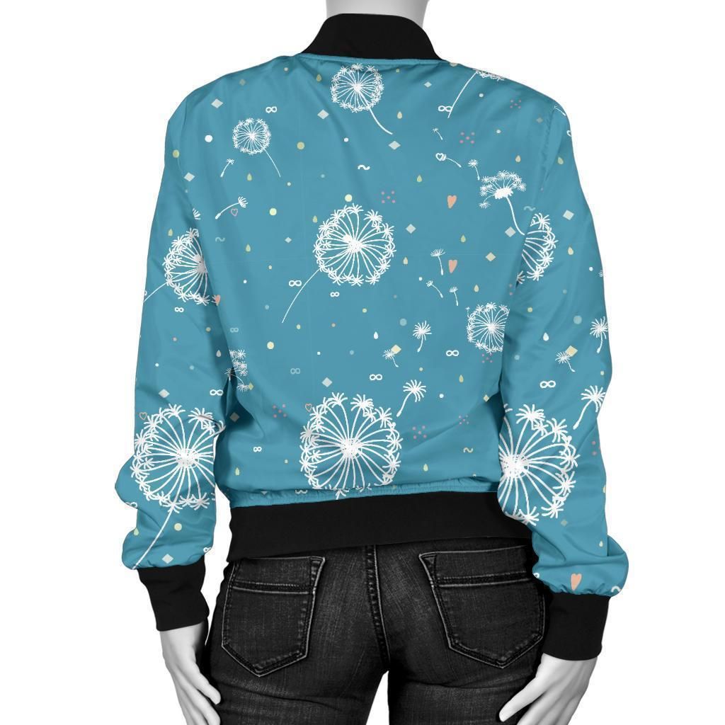 Dandelion-Blue-Pattern-Print-Women-Casual-Bomber-Jacket-2