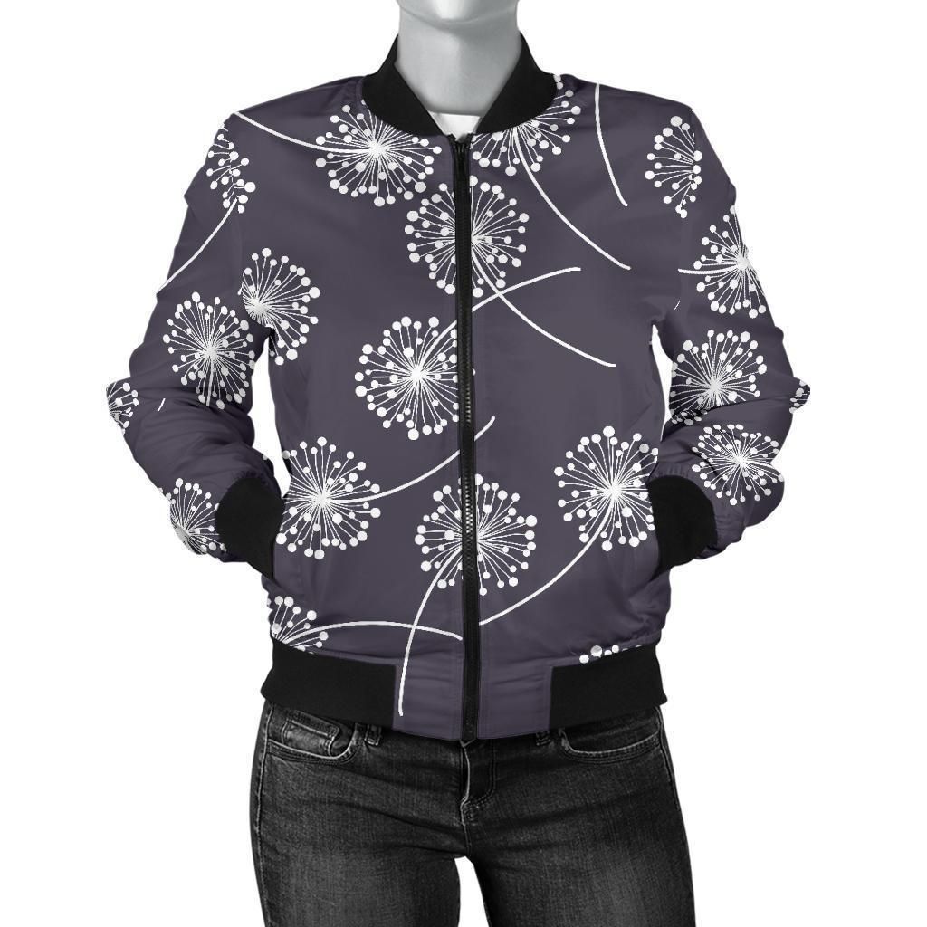 Dandelion-Print-Pattern-Women-Casual-Bomber-Jacket-1