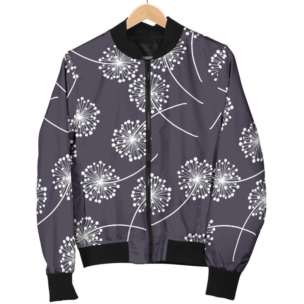 Dandelion Print Pattern Women Casual Bomber Jacket Dandelion Print Pattern Women Casual Bomber Jacket