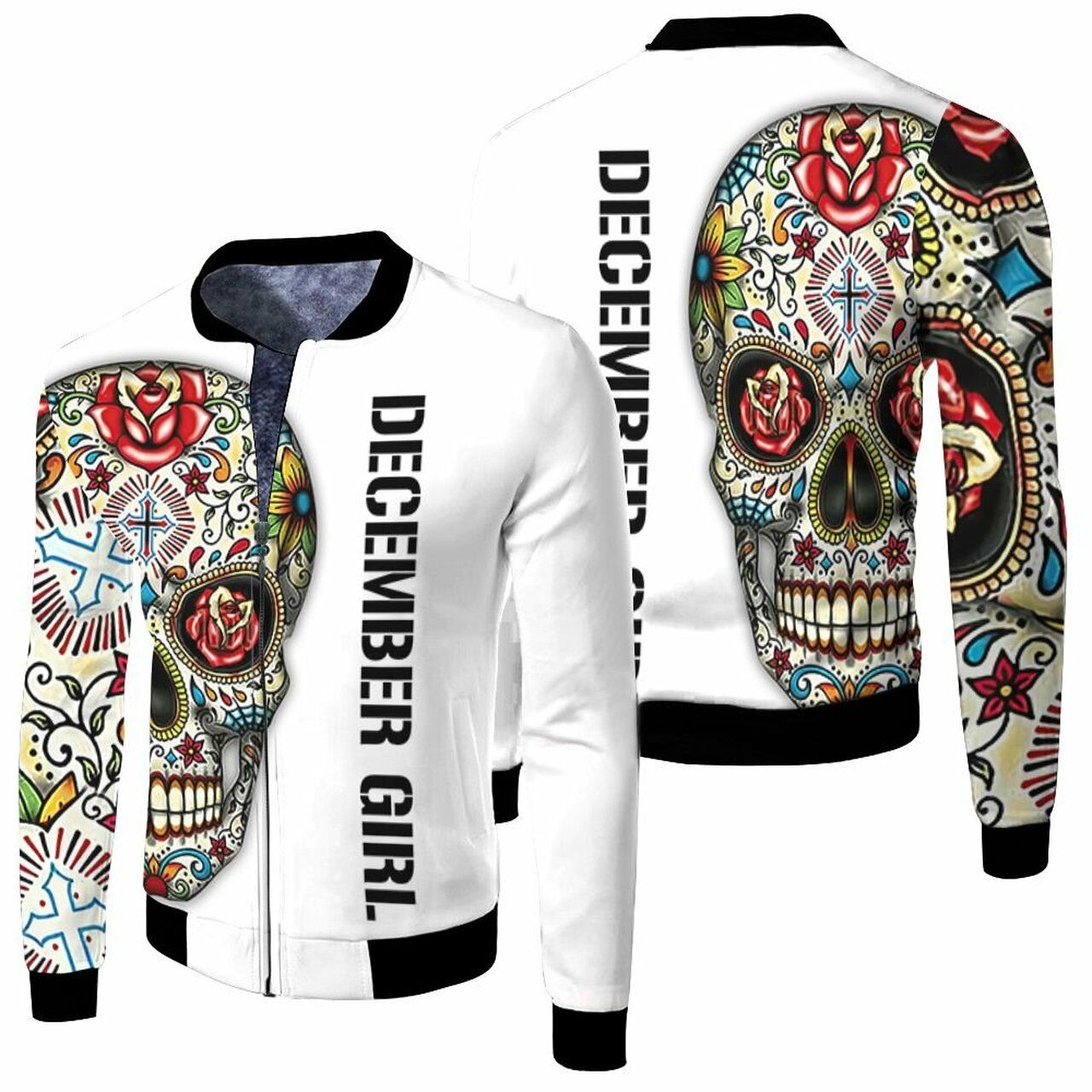 December Girl Skull 3D T Shirt Hoodie Sweater Jersey Bomber Jacket Model 1750 Bomber Jacket December Girl Skull 3D T Shirt Hoodie Sweater Jersey Bomber Jacket Model 1750 Bomber Jacket