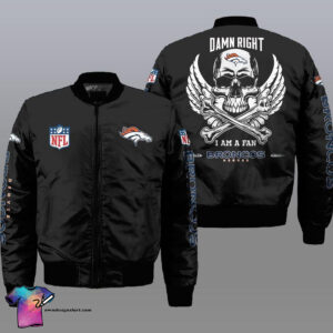 Denver Broncos Black All Over Printed Bomber Jacket