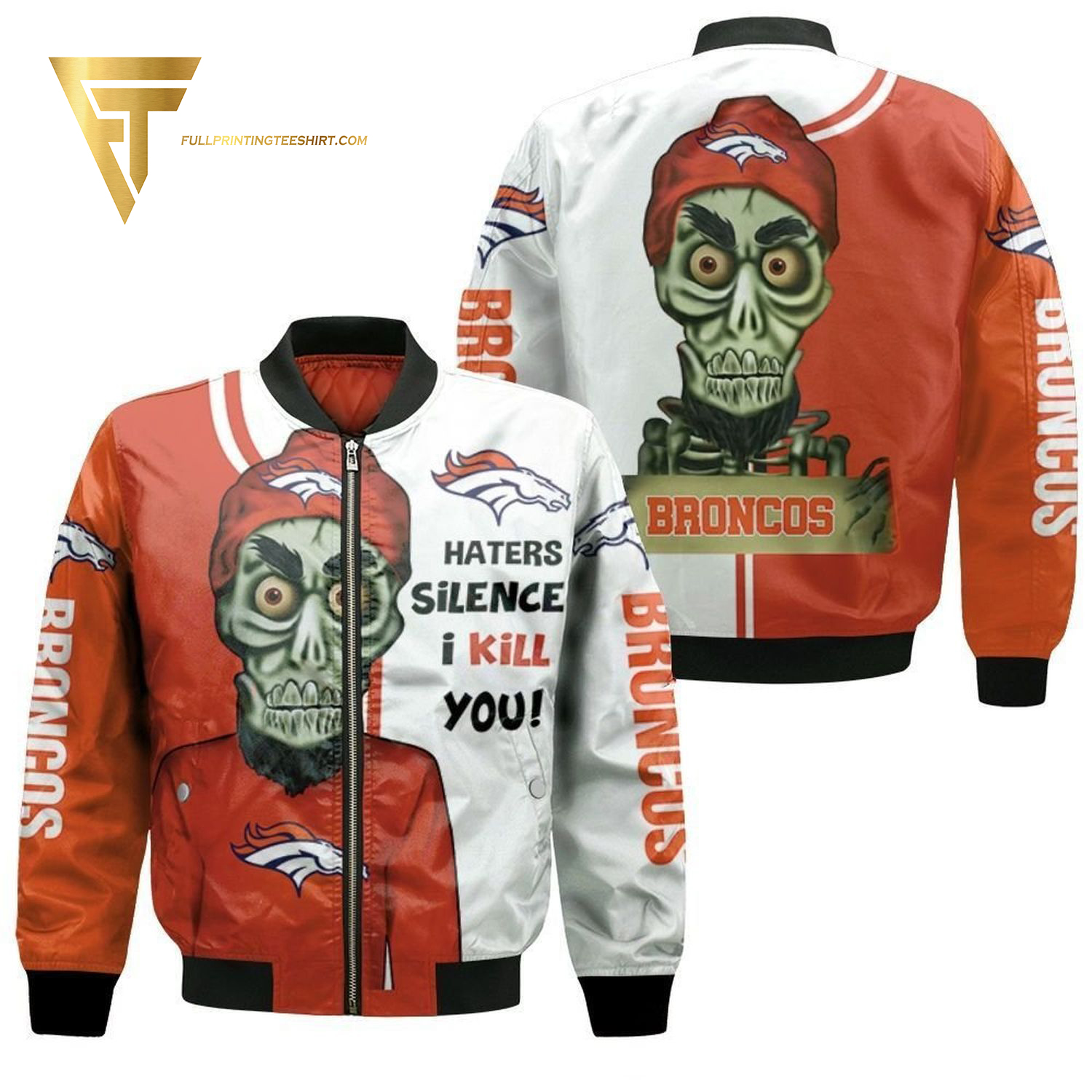 Denver Broncos Haters Silence I Kill You Achmed Bomber Jacket Denver Broncos Haters Silence I Kill You Achmed Bomber Jacket