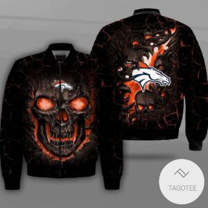 Denver Broncos Lava Skull Full Print Bomber Jacket