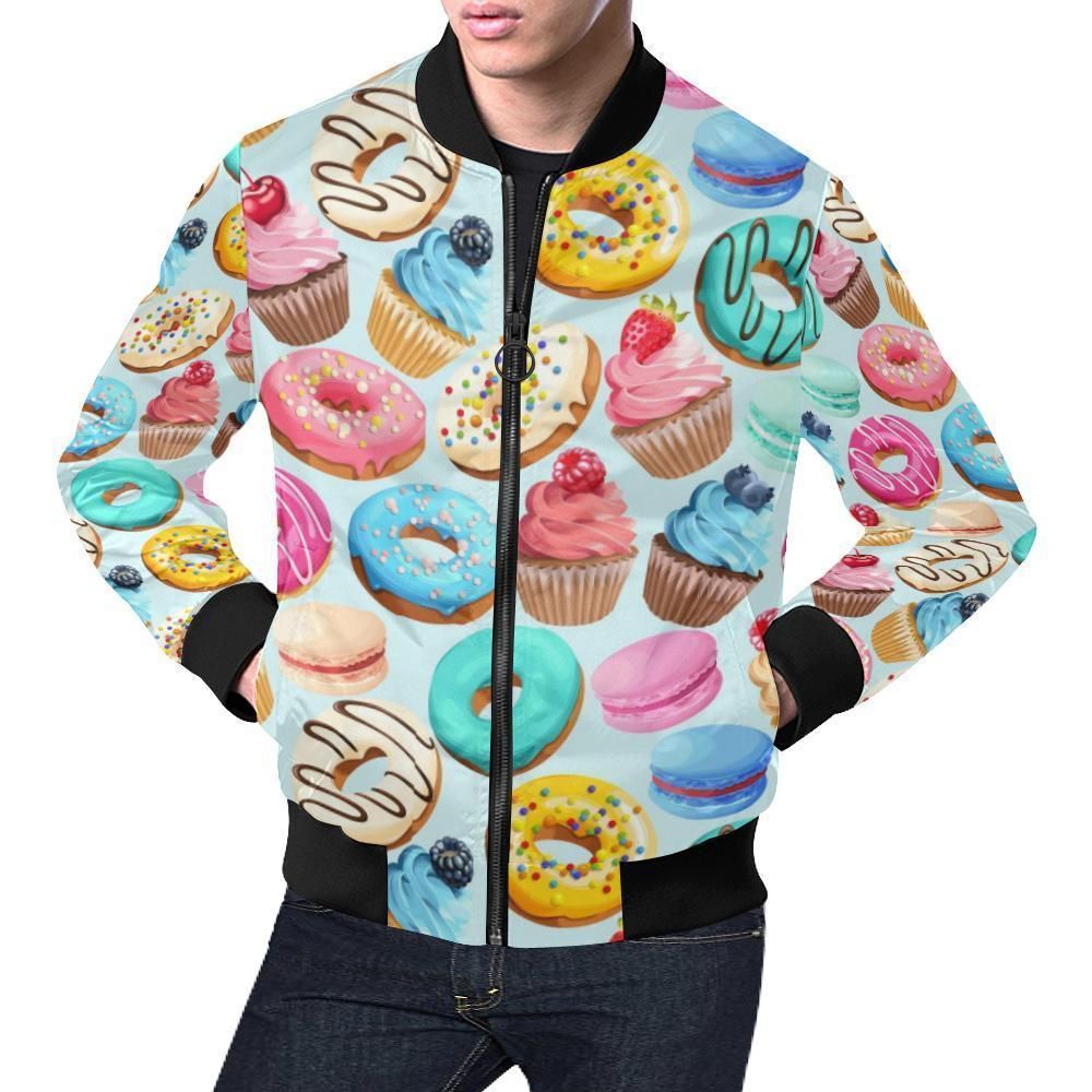 Dessert Cupcake Pattern Print Mens Bomber Jacket Dessert Cupcake Pattern Print Mens Bomber Jacket