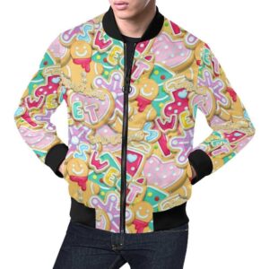Dessert Gingerbread Man Chirstmas Pattern Print Mens Bomber Jacket