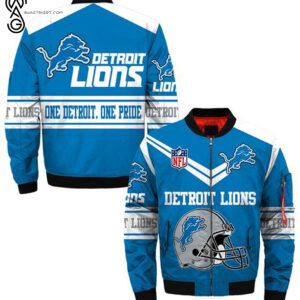 Detroit Lions Football Team All Over Printed Bomber Jacket