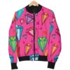 Diamond Colorful Pattern Print Women Casual Bomber Jacket