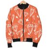 Diamond Orange Print Pattern Women Casual Bomber Jacket