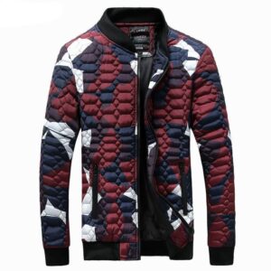 Diamond Quilted Camouflage Printed Men Bomber Jacket