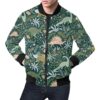 Dino Dinosaur Flower Leaf Pattern Print Mens Bomber Jacket