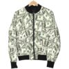 Dollar Money Pattern Print Women Casual Bomber Jacket