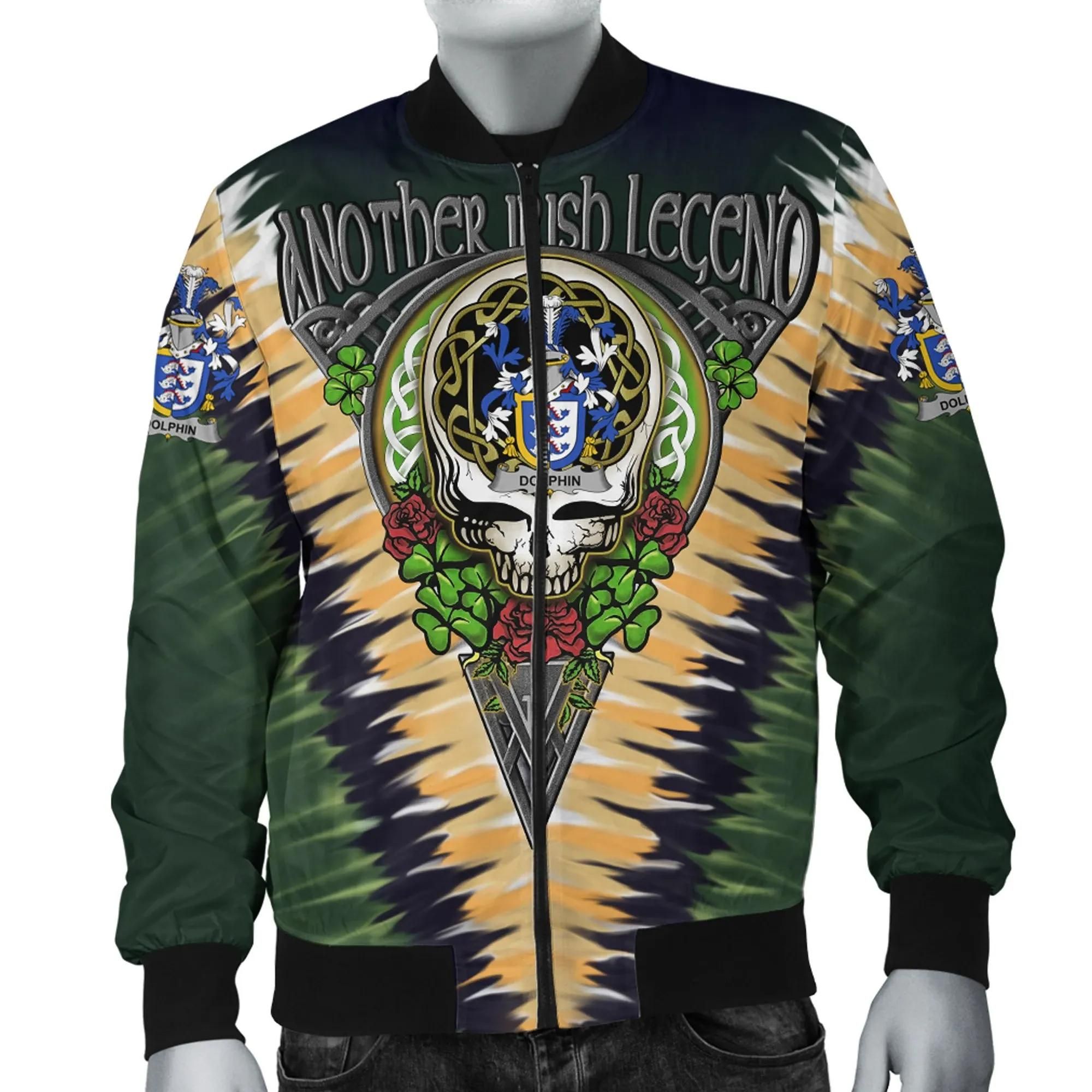 Dolphin or Dolphyn Ireland Bomber Jacket - GD Irish Legend Shamrock V Tie-Dye A7 Bomber Jacket Dolphin or Dolphyn Ireland Bomber Jacket - GD Irish Legend Shamrock V Tie-Dye A7 Bomber Jacket