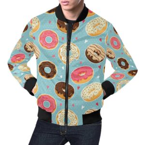 Donut Pattern Print Mens Bomber Jacket