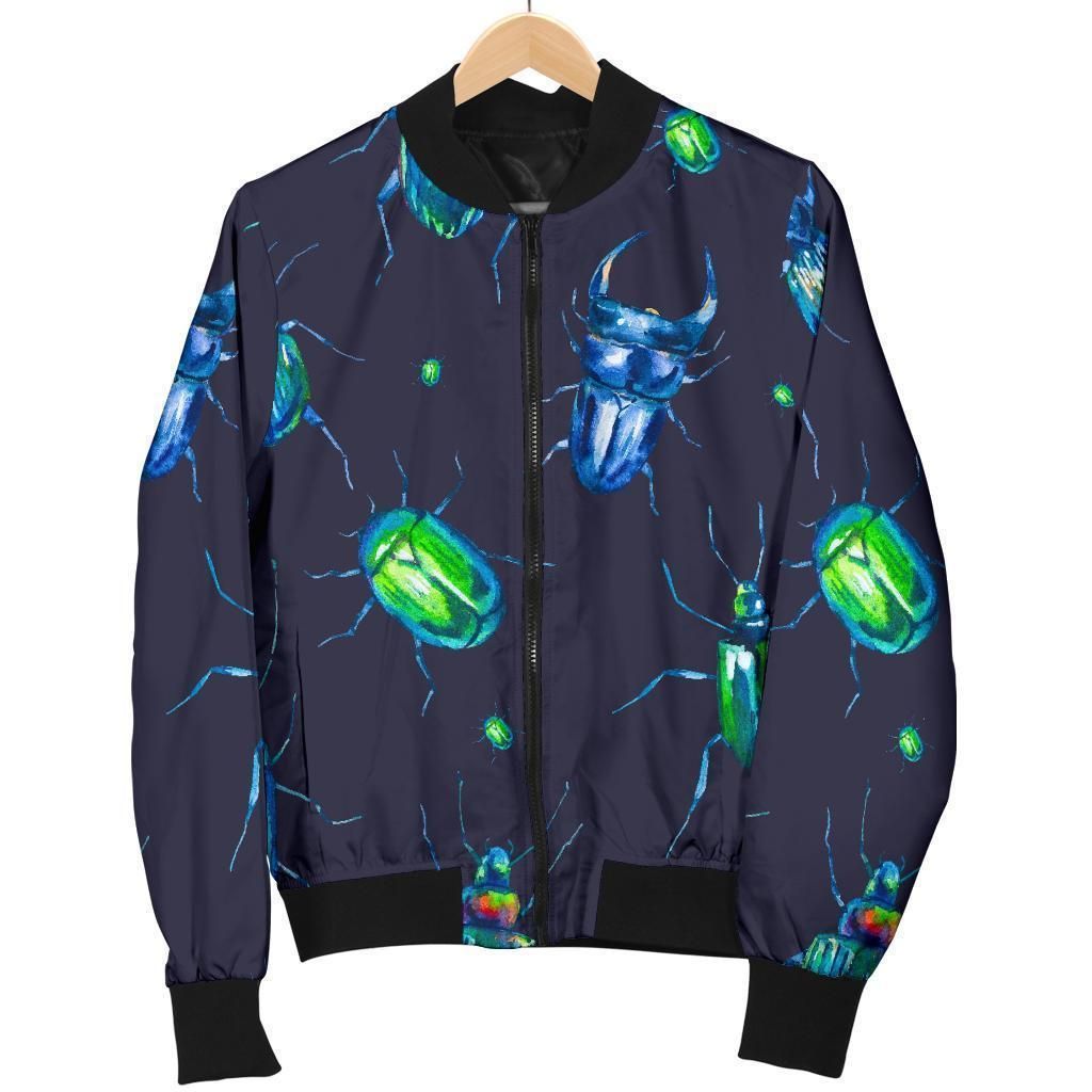 Drawing Bug Pattern Print Women Casual Bomber Jacket Drawing Bug Pattern Print Women Casual Bomber Jacket