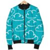 Drawn Cloud Pattern Print Women Casual Bomber Jacket