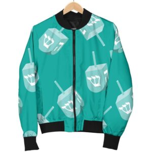 Dreidel Pattern Print Women Casual Bomber Jacket
