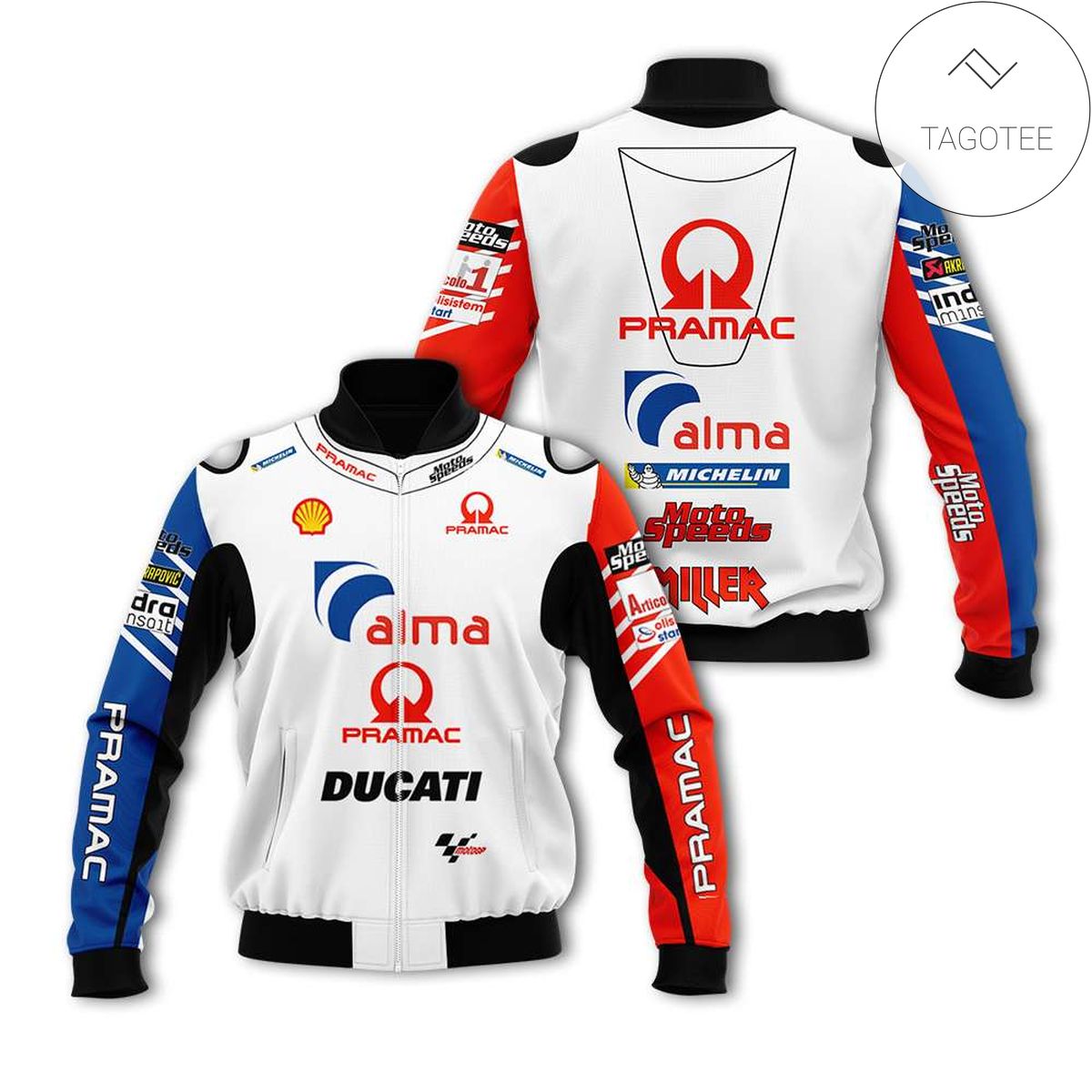 Ducati Moto Gp Motorcycle Racing Team Red Blue Mix Color 3D Bomber Jacket Ducati Moto Gp Motorcycle Racing Team Red Blue Mix Color 3D Bomber Jacket