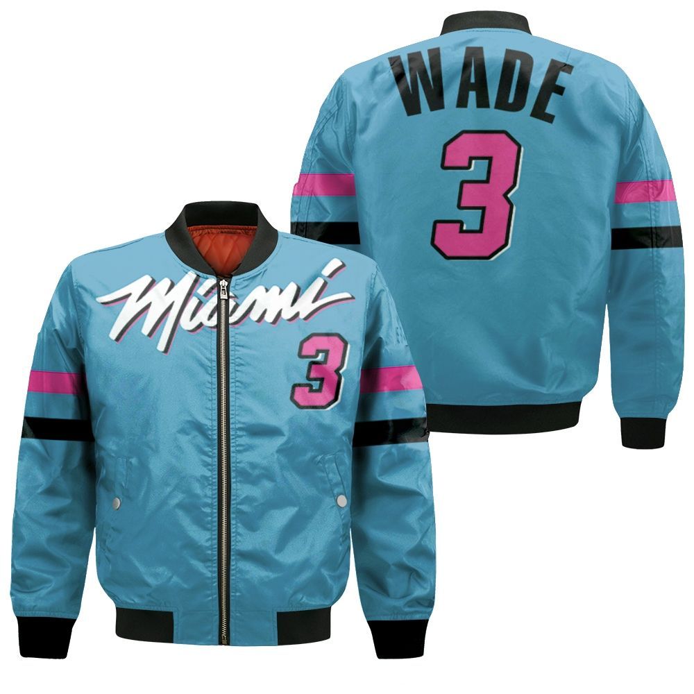 Dwyane Wade Heat 2020 Blue City Edition Jersey Inspired Bomber Jacket Dwyane Wade Heat 2020 Blue City Edition Jersey Inspired Bomber Jacket