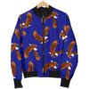 Eagle Blue Pattern Print Women Casual Bomber Jacket