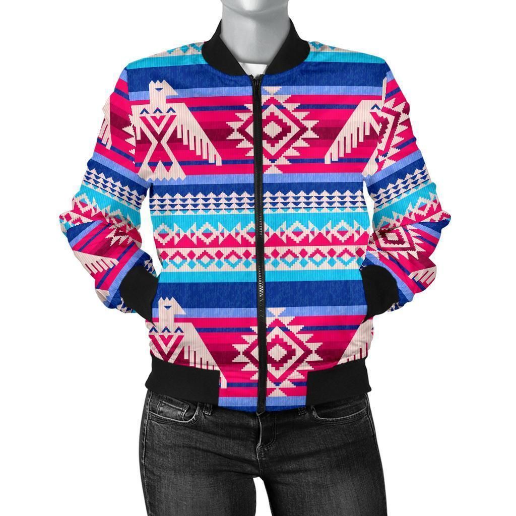 Eagle-Native-American-Print-Pattern-Women-Casual-Bomber-Jacket-1