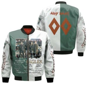 Eagles 50 Years Of Eagles 1971 2021 Thank You For The Memories 3D Designed Allover Gift With Custom Name Number For Eagles Fans Bomber Jacket