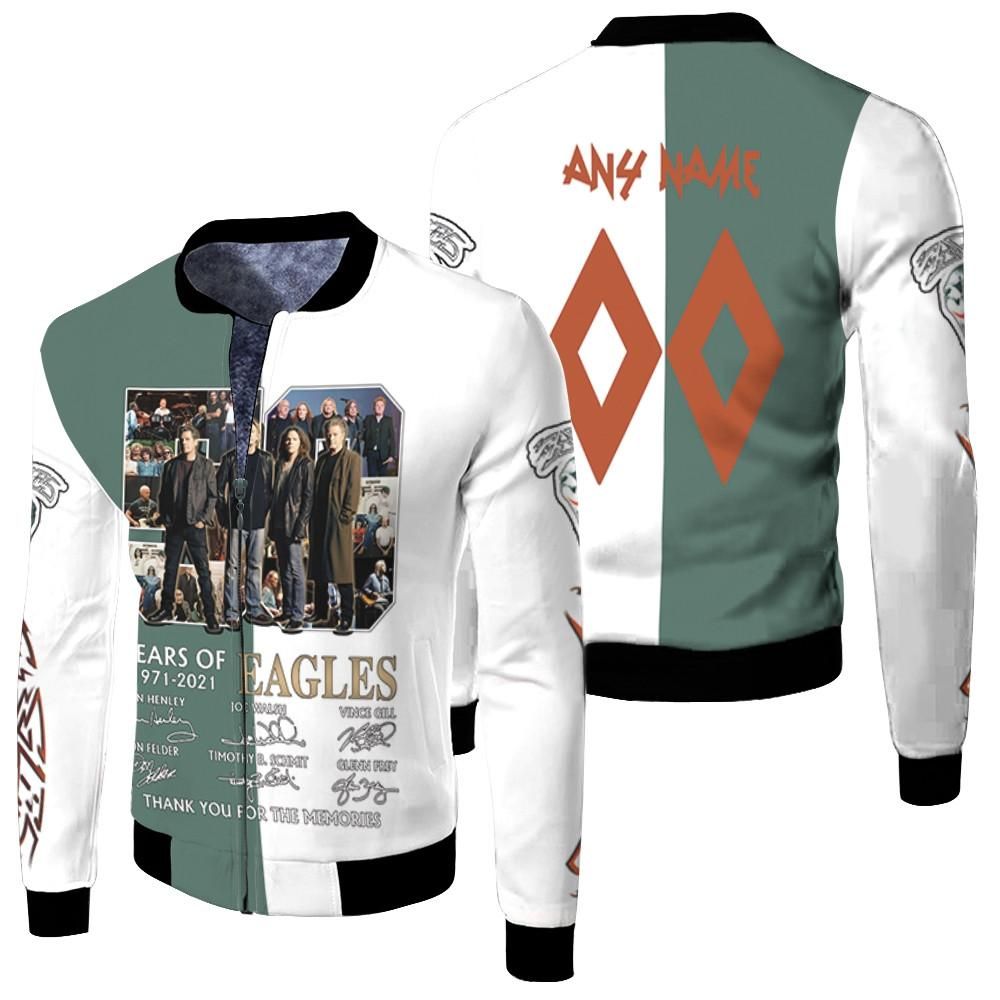 Eagles 50 Years Of Eagles 1971 2021 Thank You For The Memories 3D Designed Allover Gift With Custom Name Number For Eagles Fans Bomber Jacket Eagles 50 Years Of Eagles 1971 2021 Thank You For The Memories 3D Designed Allover Gift With Custom Name Number For Eagles Fans Bomber Jacket