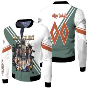 Eagles Guitar With Legend Members Rock Band 3D Designed Allover Gift With Custom Name Number For Eagles Fans Bomber Jacket