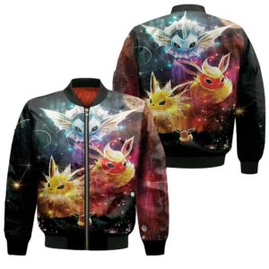 Eevee Jolteon Flareon Vaporeon 3D Bomber Jacket