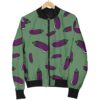 Eggplant Pattern Print Women Casual Bomber Jacket
