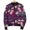 Eiffel Tower Floral Pattern Print Women Casual Bomber Jacket